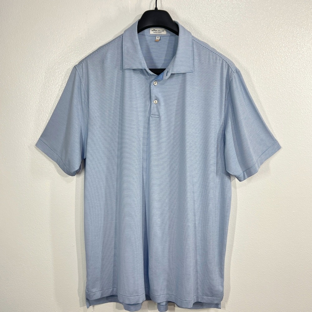 Peter‎ Millar "Summer Comfort" Performance Polo Shirt Mens XL Blue Striped Golf